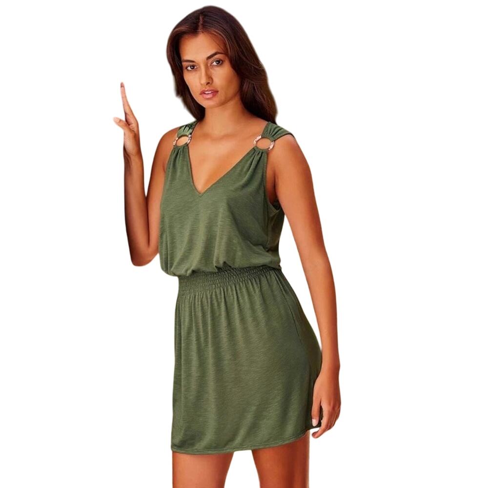 BECCA by Rebecca Virtue Breezy Smock Ring Dress Cover-Up Size S